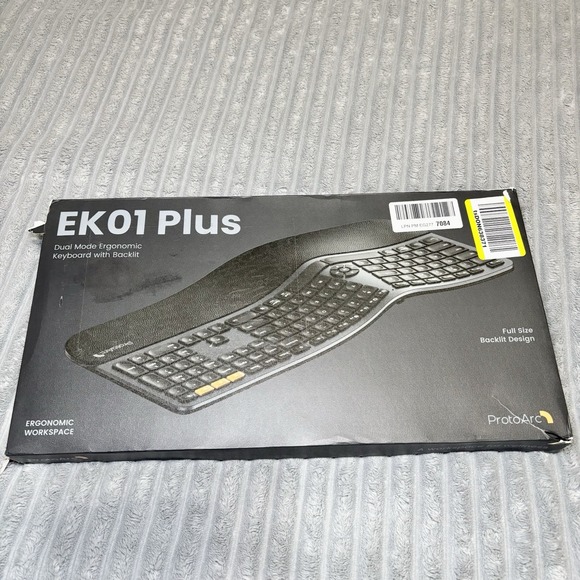 ProtoArc EK01 Plus Backlit Wireless Ergonomic Workspace Keyboard Full Size NIB - Picture 1 of 14